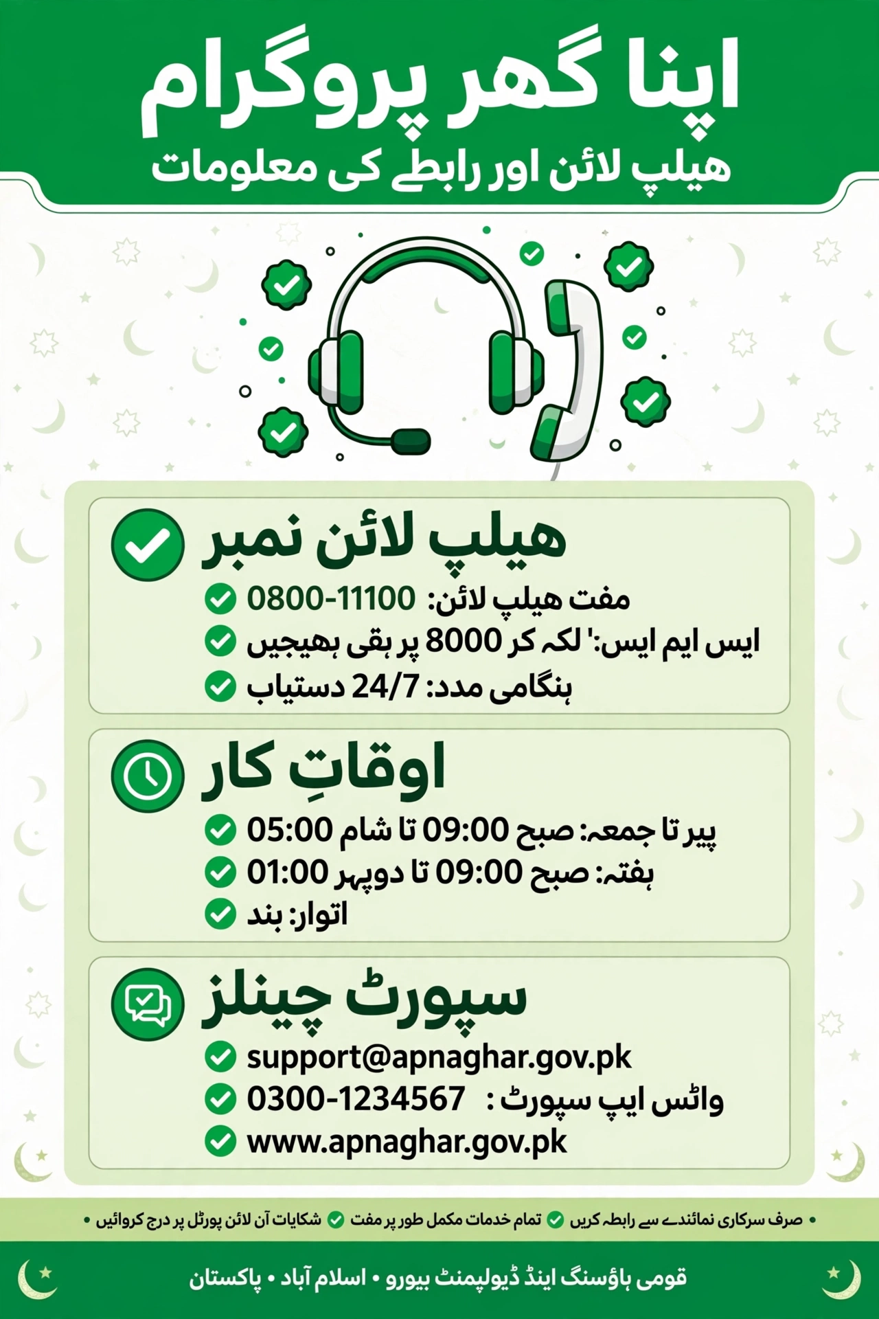 Apna Ghar Program helpline aur rabte ki maloomat Urdu guide